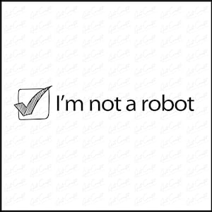 May include: A black and white tick in a square box with the text "I'm not a robot" in black.