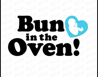 Anuncio de embarazo de un bollo en el horno: Revelación de género PNG (Descarga digital)