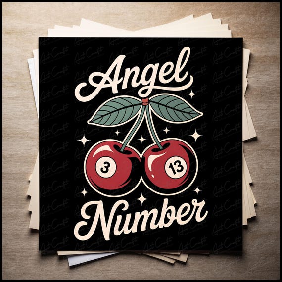 Angel Number 313 Retro Cherry Art Print, Mystical Numerology