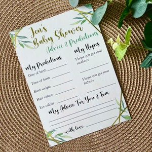 Baby Shower Baby Geboorte Voorspelling en Advies Kaarten Botanische Boho Thema Gender Reveal Cards
