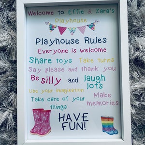 Personalised Kid’s Playhouse, Bedroom or Playroom Prints A4 (Unframed) - Available in 2 styles/colours