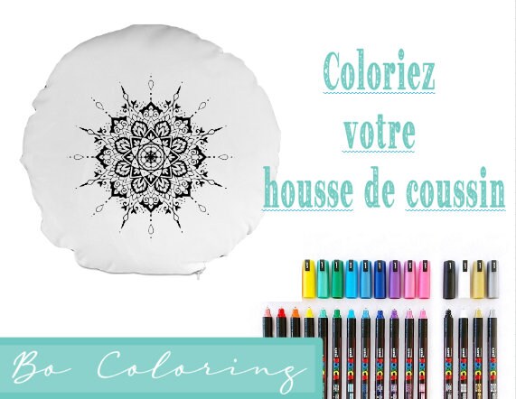 Housse de Coussin A Colorier Mandala/Coloriage/Cadeau /Cadeau Fête Des Mères