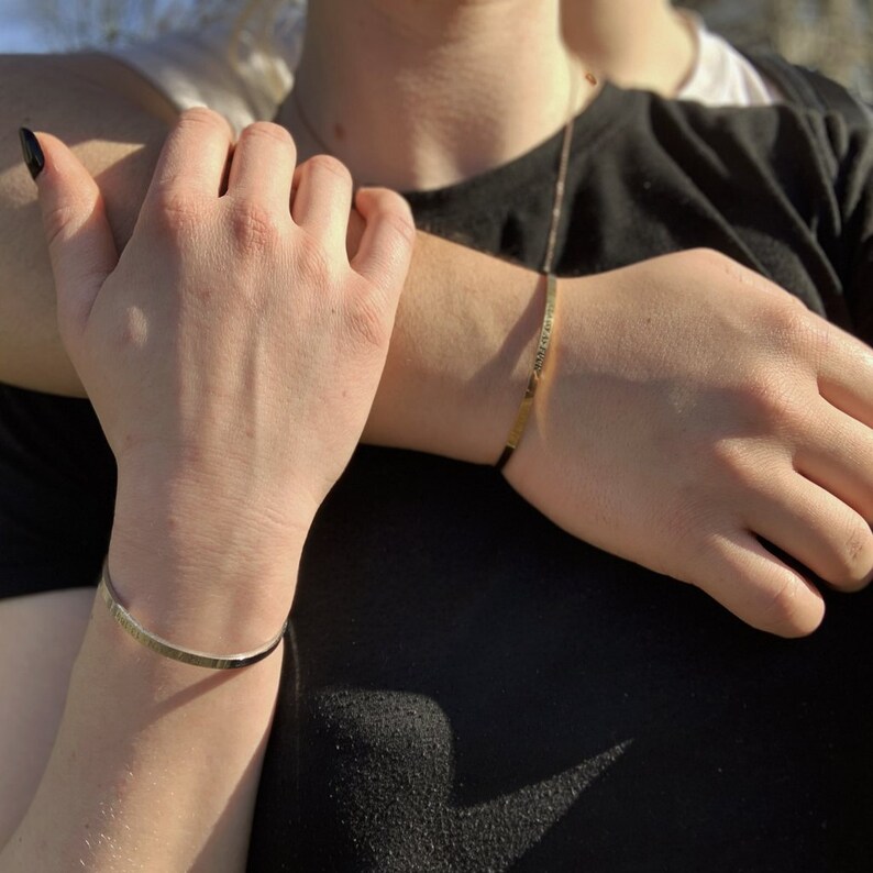Partner coordinates bangle gold ros\u00e9 gold silver black personalized jewelry custom engraving stainless steel place engraving