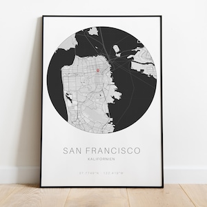 Koordinatposter i cirkulär design / Personlig platsposter / Koordinatbild / Personlig poster / Digitaltryckt poster