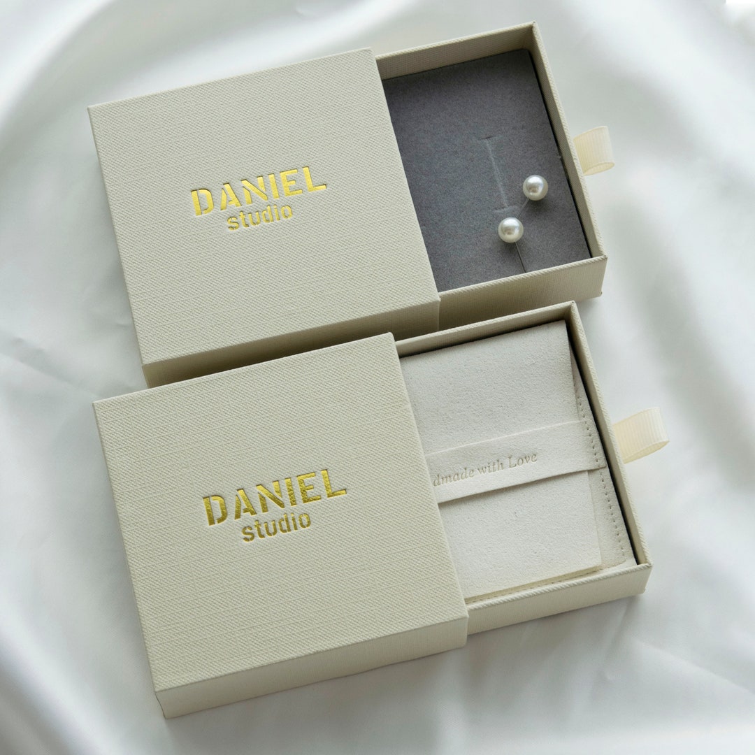 50 Sets Paper Jewelry Box With Microfiber Pouch: Custom Logo Packaging ...