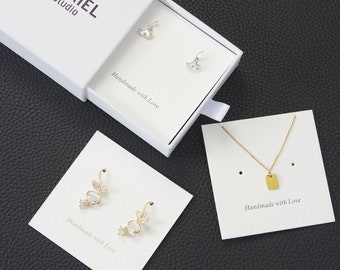 100 tarjetas de exhibición de joyería personalizadas: soporte para aretes y collares con logotipo personalizado