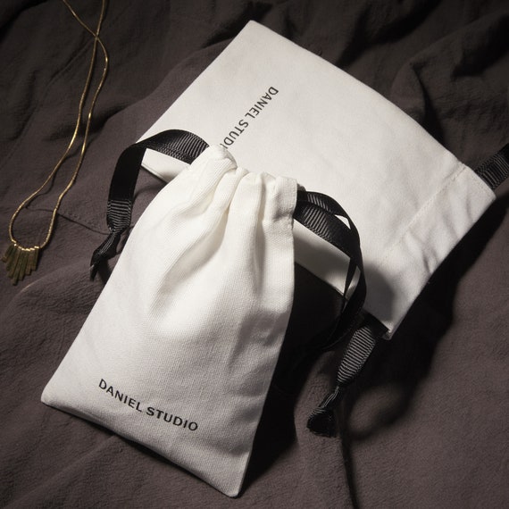 50pcs Cotton Canvas Drawstring Bags, Personalized Jewelry Packaging,  custom jewelry bag, personalized logo, dusty bag gift bag