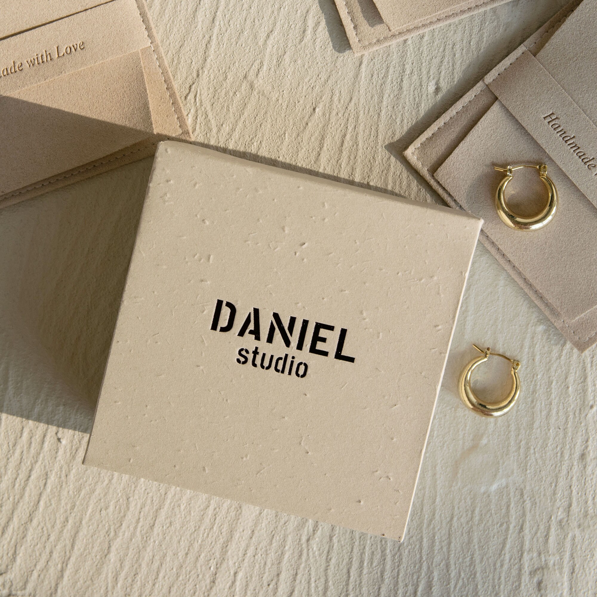 50 Khaki Jewelry Paper Boxes: Custom Logo, Necklace, Ring, Earring (9x9x3.5cm)
