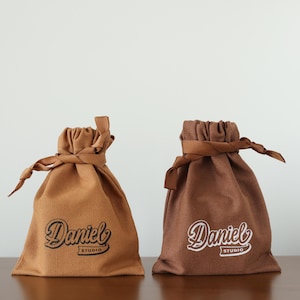 50 Brown Cotton Canvas Drawstring Bags: Personalized Logo Jewelry Packaging