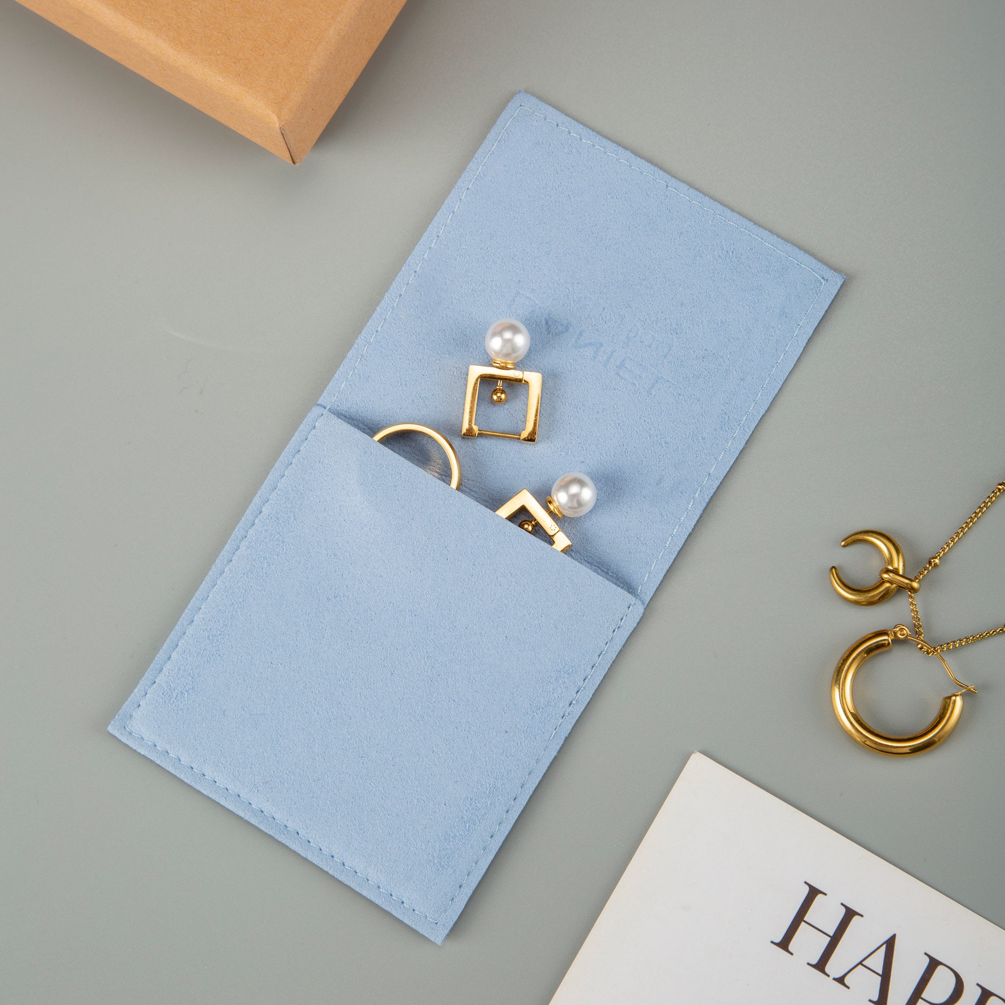 50pcs Microfiber Jewelry Pouch BagsBlue Personalized Deboss Etsy