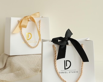 50 Personalized Logo Paper Bags: Custom Tote Gift Bags