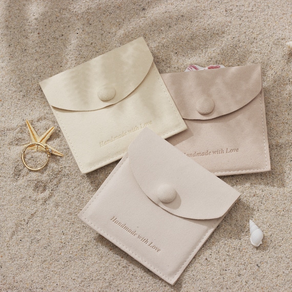 50pcs Personalized Snap Bag With Custom Logo, Jewelry Pouch With