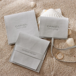 50pcs customized pouches,personalized jewelry bags with custom logo, gray  jewelry pouch,microfiber