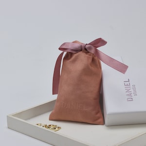 50pcs gift bag with logo, double layer velvet pouch for jewelry, custom pouch, personalized debossed logo, drawstring pouch, wedding favor