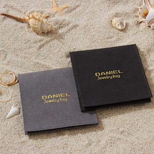50pcs mini personalized jewelry packaging pouch custom logo chic small necklace pouch Brooch pouch bag debossed gold logo