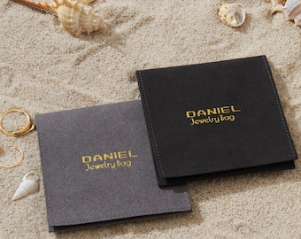 50 Mini Microfiber Jewelry Pouch: Debossed Gold Logo, Personalized Packaging