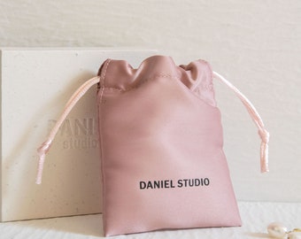 50 Dark Pink Satin Drawstring Bags: Custom Jewelry Gift Pouches