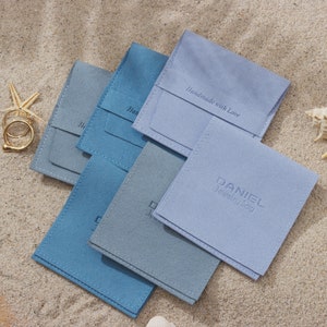50pcs personalized microfiber pouches, custom multi color jewelry packaging bags, debossed logo, gift bag