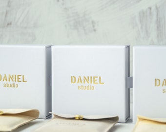 50 White Drawer Jewelry Boxes: Custom Logo Branding, Cardboard Packaging