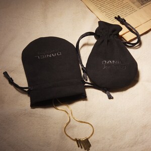 50 Black Velvet Jewelry Pouch: Debossed Logo, Drawstring Gift Bag