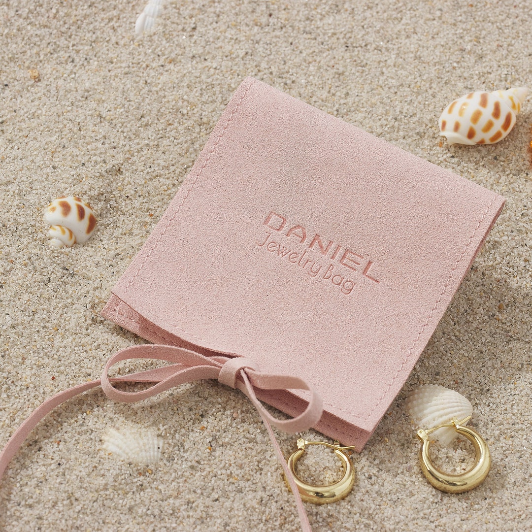 50pcs Personalized Jewelry Bags With Custom Logo, Light Pink Custom