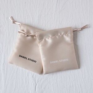 50 Khaki Satin Drawstring Bags: Personalized Logo Jewelry Packaging