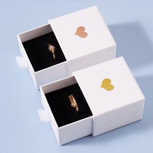 Cajas para anillos de 50 Uds. Con logotipo personalizado, caja de joyería para anillo, cajón para anillo, caja de cartón