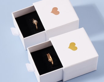 50pcs Custom Logo Ring Boxes: Cardboard Drawer Jewelry Box