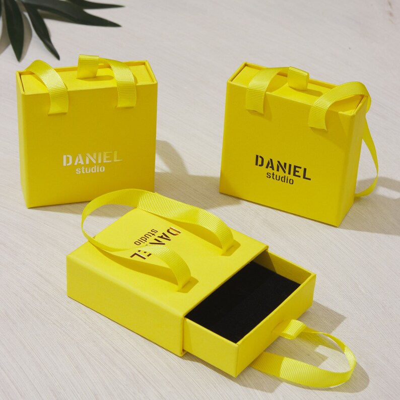 50pcs Yellow Paper Box Slide Box String Box Black Box Necklace Etsy