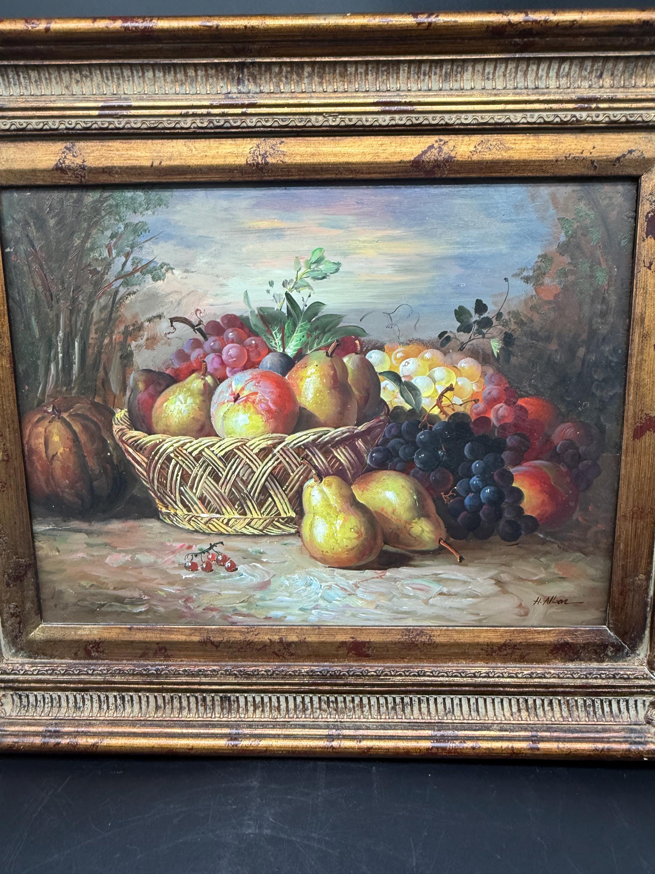 Still Life Original Oil Painting Signed Wall Decor Fruit Vegetables ...