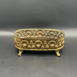 MCM Claw Foot Brass 12.5" Shells Oval Planter Jardiniere