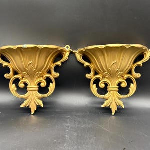 Vintage 1962 Homco/Dart Gold Wall Planters Hollywood Regency MCM