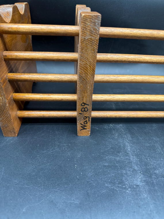 1989年製ヴィンテージハンドメイドスライド式ブックラック：スカラップ