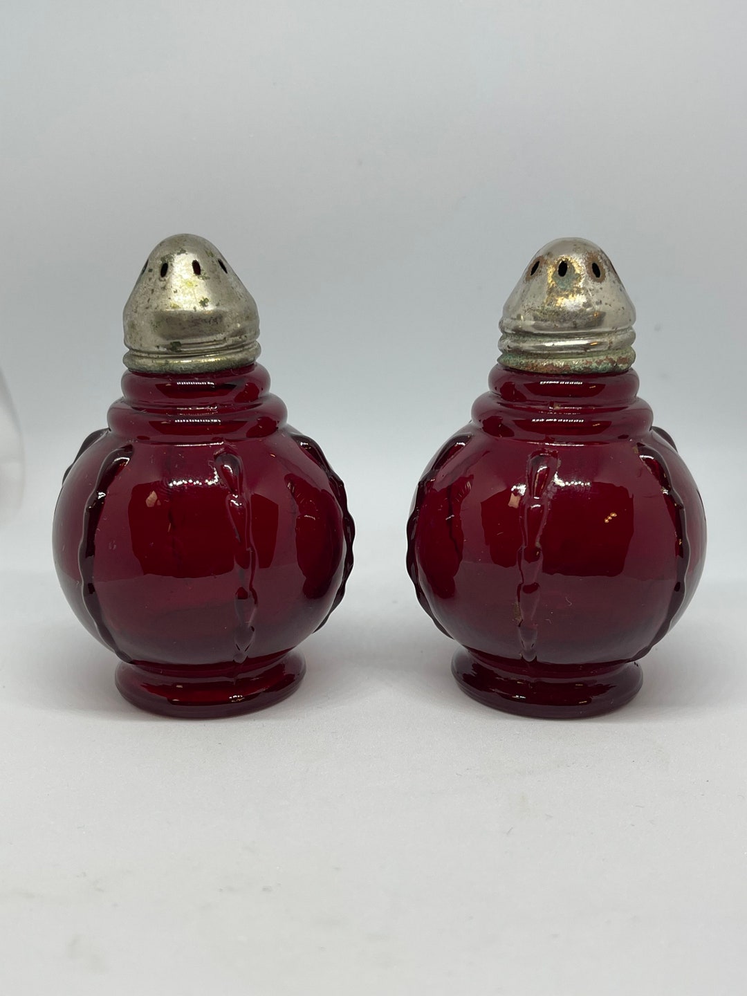 Radiance Ruby Red Salt & Pepper Shakers by "new Martinsville Glass Co ...