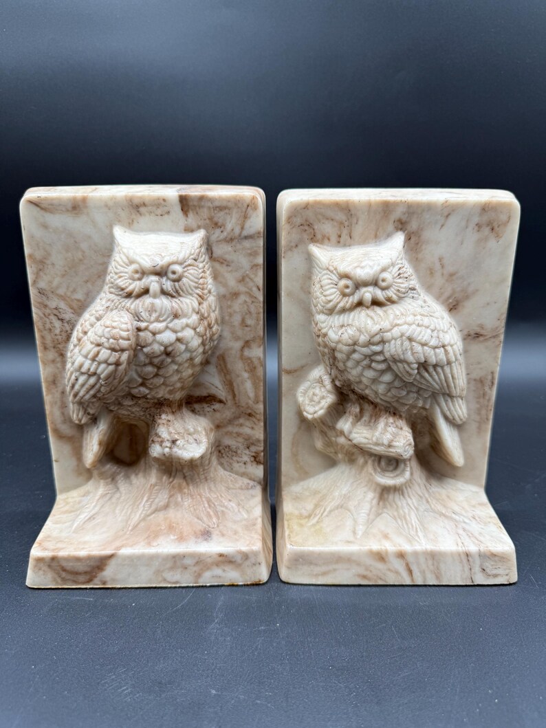 Image showcasing Vintage MCM Rare Pair of Owl Bookends Heavy - Etsy