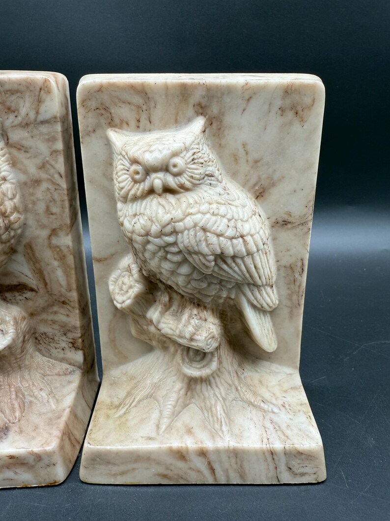 Vintage MCM Rare Pair of Owl Bookends Heavy - Etsy - Marble Scandinavian Owl Decor