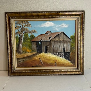 Original Old Barn Painting Wood Frame