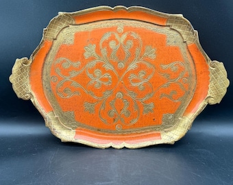Vintage Florentijns dienblad goudverguld houten dienblad
