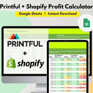 Planilha da calculadora de preços para impressão + Shopify, planilha do Google editável, frete grátis, desconto na venda, calculadora de lucro para POD