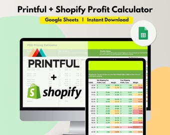 Kalkulator cenowy Printful + Shopify, edytowalny arkusz Google, darmowa wysyłka, wprowadź rabat sprzedaży, kalkulator zysku dla POD