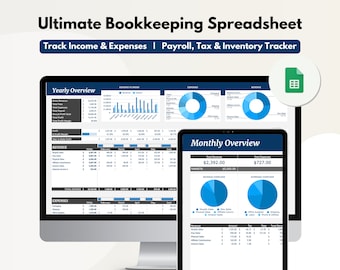 Plantilla de Google Sheets de contabilidad para pequeñas empresas todo en uno y panel de finanzas, contabilidad, negocios, pequeñas empresas y emprendedores