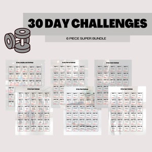 30 Days Fitness Challenge Bundle, Challenges for Workout Printable Exercise, Daily Workouts and Exercises Summer Winter Calendar Printables