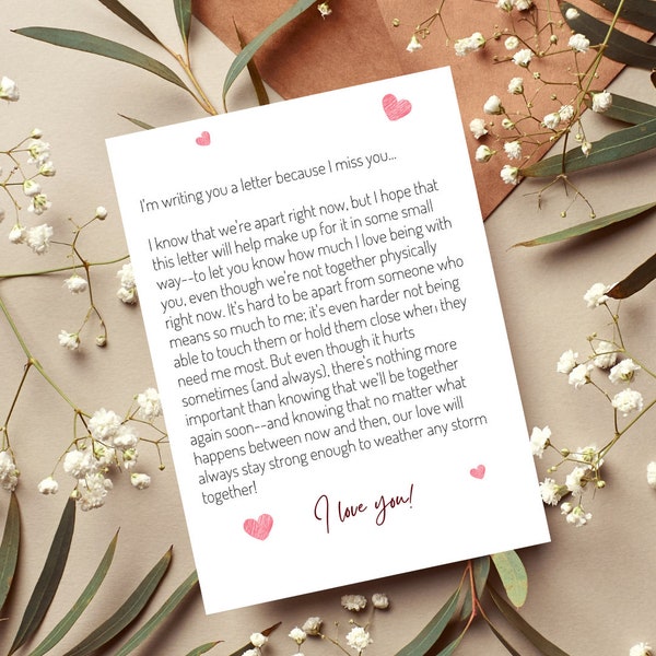 love letter paper design pdf Long Distance Relationship Romantic Love Letter, Printable Card For Boyfriend Husband Fiancé, Anniversary Greeting Cards for Him or Her