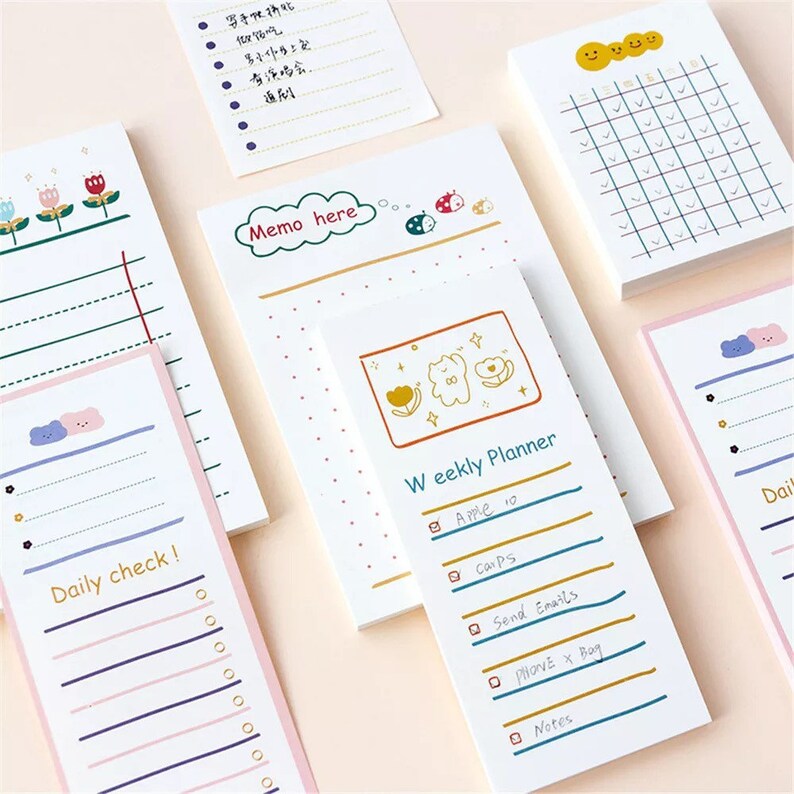 Cute Memo Pads Kawaii Cartoon Daily Weekly Planner Pad Basic Etsy