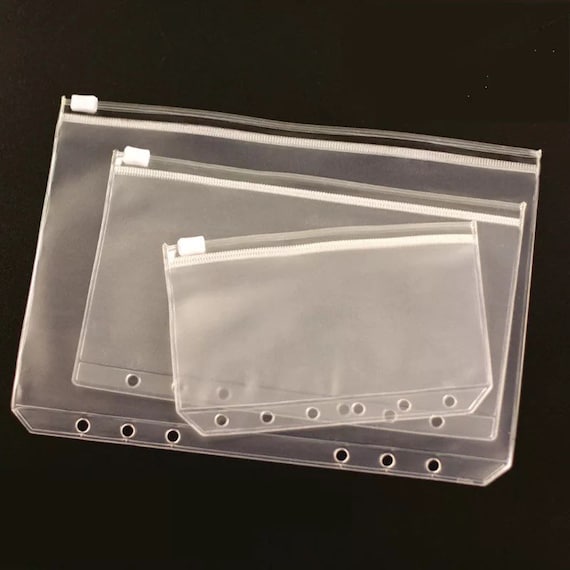 5pcs A5 A6 A7 Clear File Storage Pouches Envelopes Zip Lock Bags