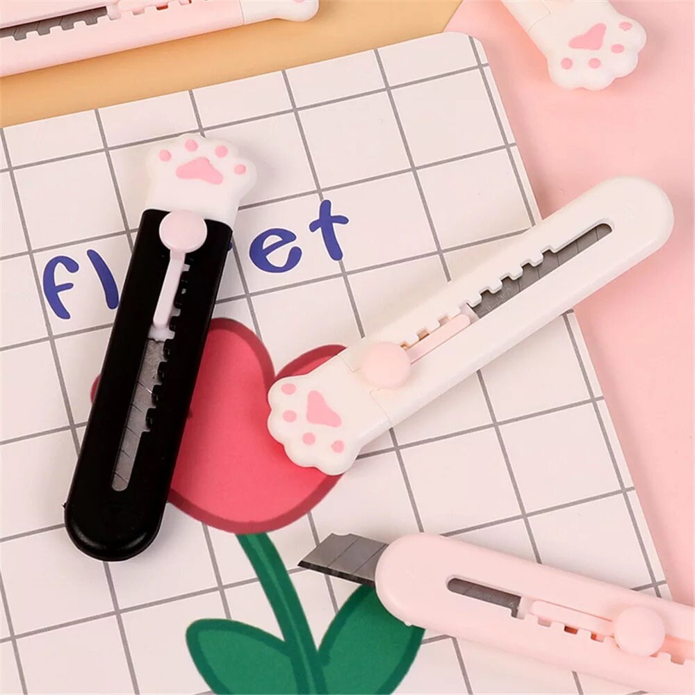 Cute Cat Paw Utility Knife Kawaii Mini Portable Paper Cutter Letter