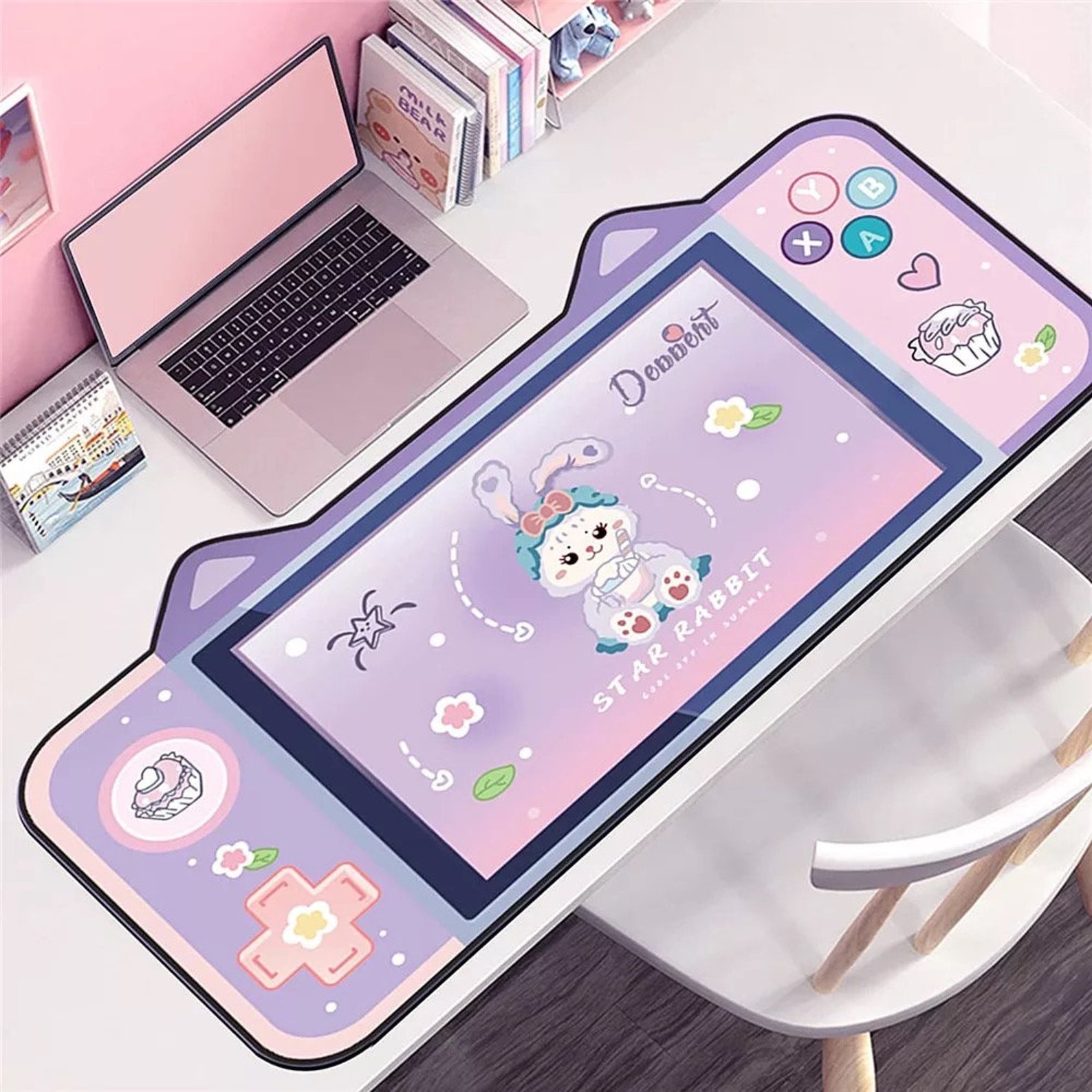 Kawaii Gaming Cute Mouse Pad Large Desk Pads Angel Rubber Etsy