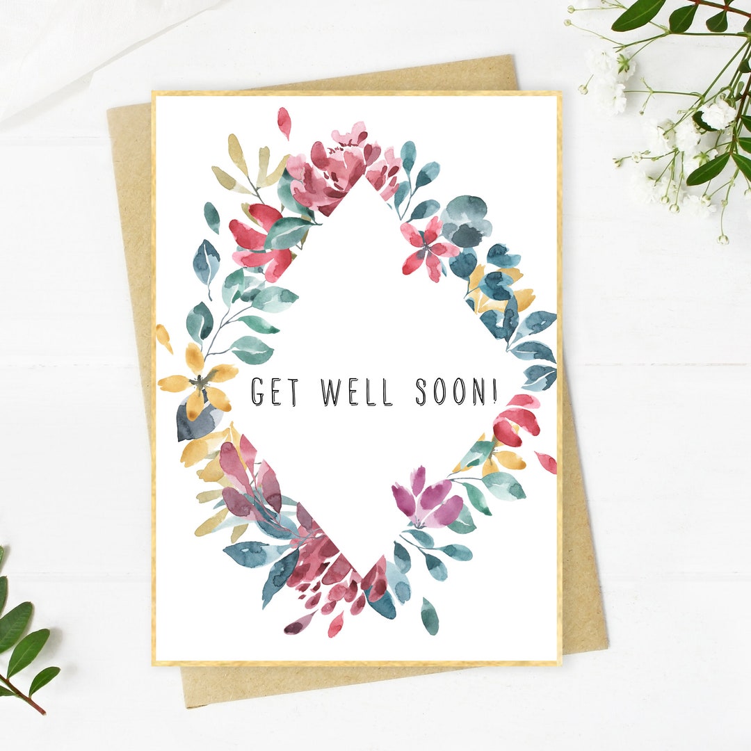 Get Well Soon Printable Greeting Card Cards Feel Better Etsy