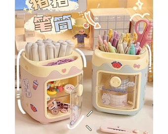Kawaii Cute Storage Stationery Holder Accessory, Cosmetic Pen Refrigerator Storage Display Stand Gift, School Office Fridge Decor