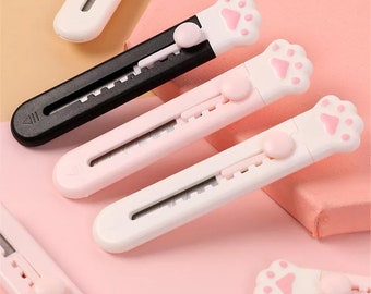 Cute Cat Paw Letter Opener Knife Cutter, Utility Paper Cutting Knives, Kawaii Portable Cats Stationery Accessories Desk Decor